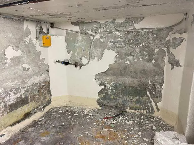 Mur humide avant traitement à Auxerre